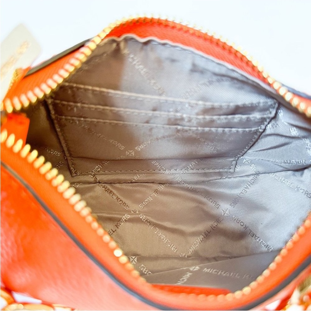 Michael Kors CORA MINI Zip Pouchette Shoulder Crossbody Bag Poppy - Picture 12 of 14